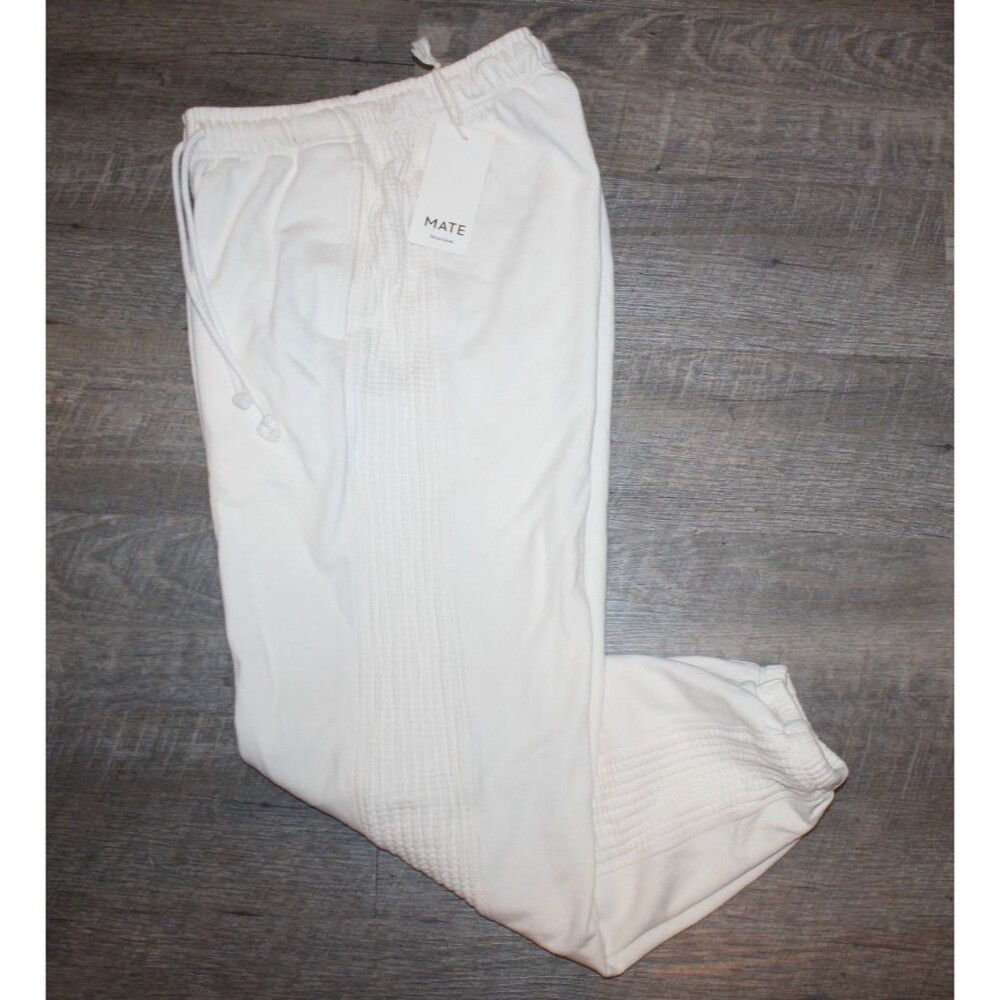 MATE THE LABEL WOMEN'S ORGANIC COTTON WAFFLE KNIT JOGGER BONE SZ S NWT $148